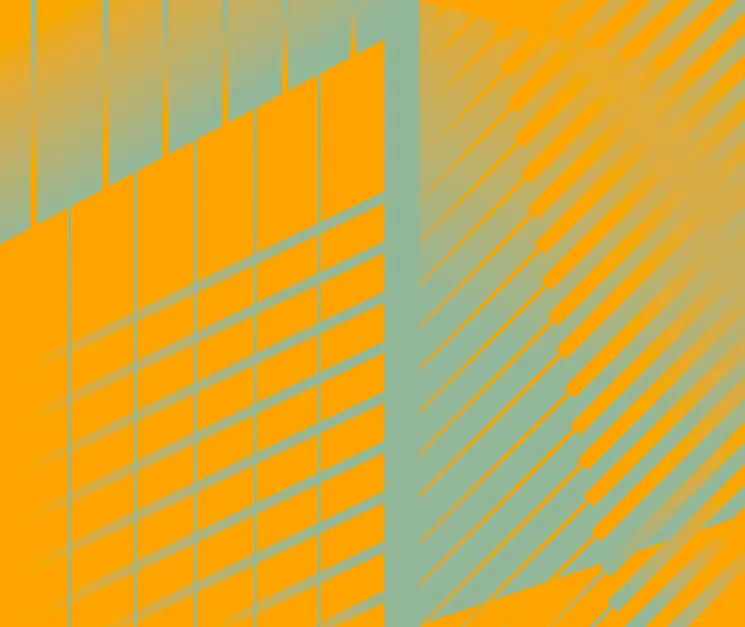 Gold and sage architectural line illustration for Happy Hours